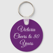 Elegant Autumn Purple 80th Birthday Keychain (Achterkant)