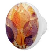 Elegant Autumn Purple Orange Yellow Leaves  Keramische Knop (Rechts)