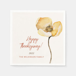 Elegant Autumn Simple Floral Thanksgiving Servet