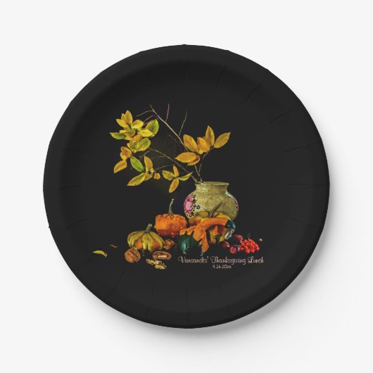 Elegant Autumn still Life Thanksgiving Name, Date Papieren Bordje (Voorkant)