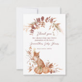 Elegant Autumn Terracotta Fox Pumpkin Baby Shower Bedankkaart (Voorkant)