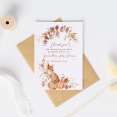 Elegant Autumn Terracotta Fox Pumpkin Baby Shower Bedankkaart