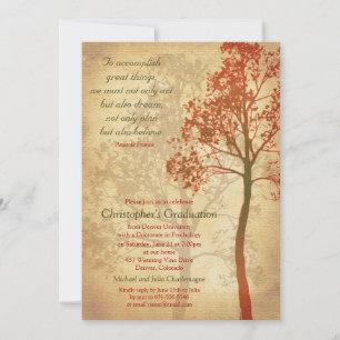 Elegant Autumn Tree Afstuderen Invitation Kaart