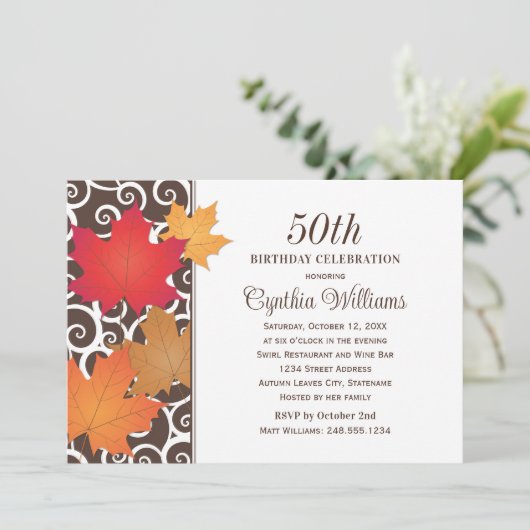 Elegant Autumn verliest Herfst Birthday Celebratio Kaart (Staand voorkant)