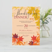 Elegant Autumn verliest Thankgsgiving Dinner Kaart (Staand voorkant)