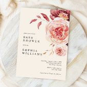 Elegant Autumn Watercolor Floral Baby Shower Kaart