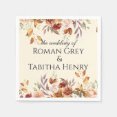 Elegant Autumn Watercolor Floral Wedding Servet (Voorkant)