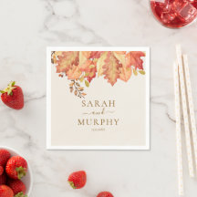 Elegant Autumn Watercolor Leaves Fall Wedding 