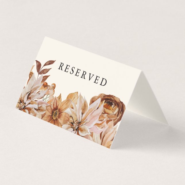 Elegant Autumn Waterverf Ecru Wedding Gereserveerd Kaart (Voorkant)