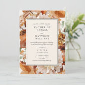 Elegant Autumn Waterverf Floral Lijst Wedding Kaart (Staand voorkant)