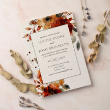 Elegant Autumn Waterverf Floral Lijst Wedding