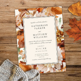 Elegant Autumn Waterverf Floral Lijst Wedding Kaart