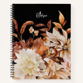 Elegant Autumn Waterverf Floral met naam Notitieboek (Voorkant)