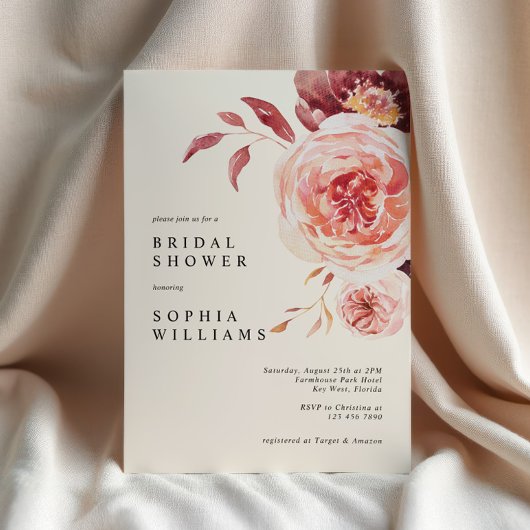 Elegant Autumn Waterverf Floral Vrijgezellenfeest Kaart