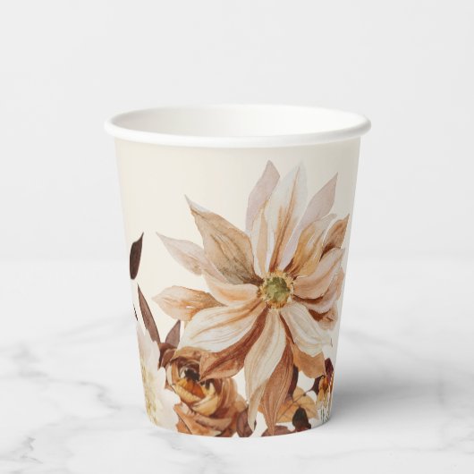 Elegant Autumn Waterverf Floral Vrijgezellenfeest Papieren Bekers (Achterkant)