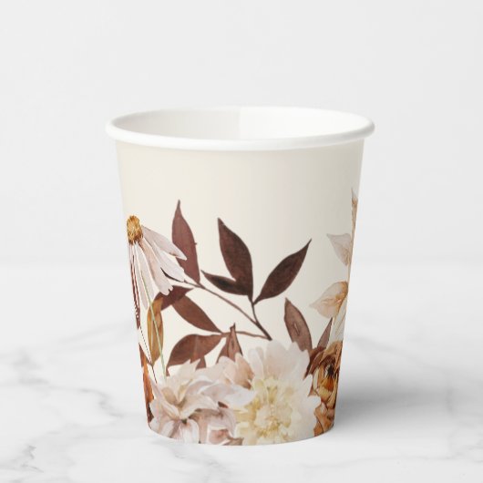 Elegant Autumn Waterverf Floral Vrijgezellenfeest Papieren Bekers (Links)