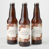 Elegant Autumn Waterverf Floral | Weddenschap Bier Etiket (Flessen)