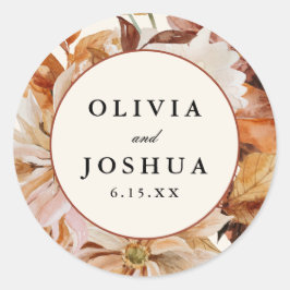Elegant Autumn Waterverf Floral | Weddenschap Ronde Sticker