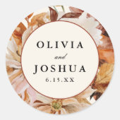 Elegant Autumn Waterverf Floral | Weddenschap Ronde Sticker (Voorkant)