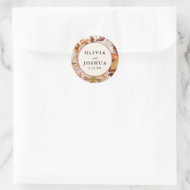Elegant Autumn Waterverf Floral | Weddenschap Ronde Sticker