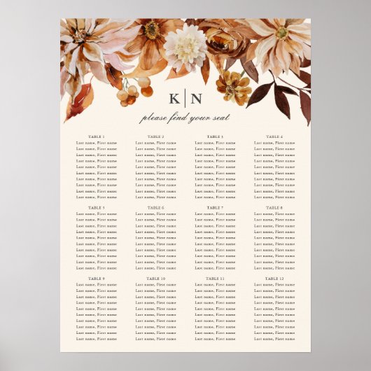 Elegant Autumn Waterverf Floral | Weddenschappen Poster (Voorkant)