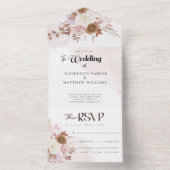 Elegant Autumn Waterverf Floral Wedding All In One Uitnodiging (Binnen)