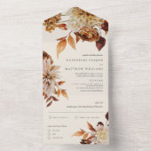 Elegant Autumn Waterverf Floral Wedding All In One Uitnodiging (Binnen)