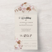 Elegant Autumn Waterverf Floral Wedding All In One Uitnodiging (Binnen)