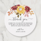 Elegant Autumn Waterverf Floral Wedding Bedankjes Labels (Achterkant)