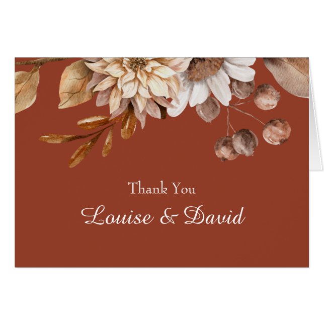 Elegant Autumn Waterverf Floral Wedding Dank je we (Voorkant Horizontaal)