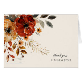 Elegant Autumn Waterverf Floral Wedding Dank je we