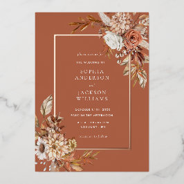 Elegant Autumn Waterverf Floral Wedding Folie Invi Folie Uitnodiging