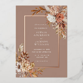 Elegant Autumn Waterverf Floral Wedding Folie Uitnodiging