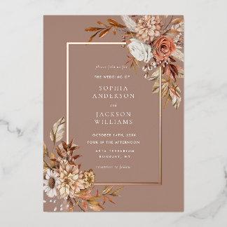 Elegant Autumn Waterverf Floral Wedding Folie Uitnodiging