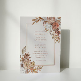 Elegant Autumn Waterverf Floral Wedding Folie Uitnodiging