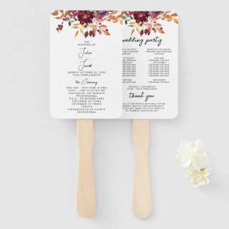 Elegant Autumn Waterverf Floral Wedding Handwaaier