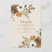 Elegant Autumn Waterverf Floral Wedding Informatiekaartje (Voorkant)