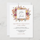 Elegant Autumn Waterverf Floral Wedding Kaart (Voorkant)