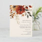 Elegant Autumn Waterverf Floral Wedding Kaart (Staand voorkant)