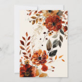 Elegant Autumn Waterverf Floral Wedding Kaart (Achterkant)