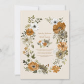 Elegant Autumn Waterverf Floral Wedding Kaart (Voorkant)