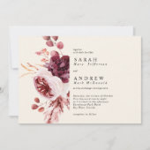 Elegant Autumn Waterverf Floral Wedding Kaart (Voorkant)