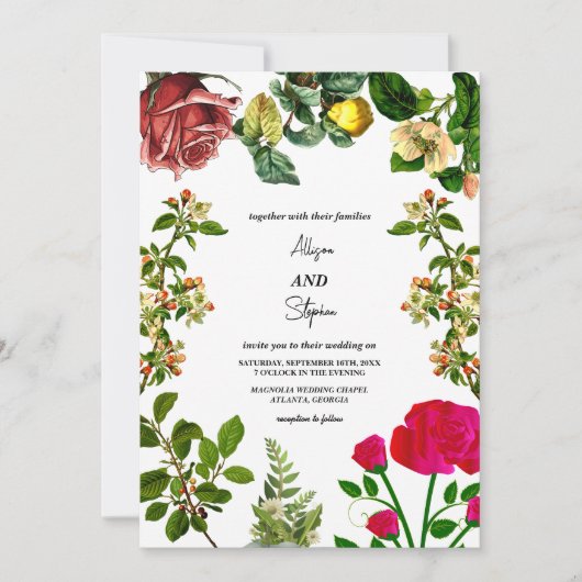 Elegant Autumn Waterverf Floral Wedding Kaart (Voorkant)