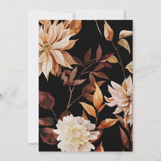 Elegant Autumn Waterverf Floral Wedding Kaart (Achterkant)