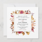 Elegant Autumn Waterverf Floral Wedding Kaart (Voorkant)