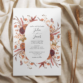 Elegant Autumn Waterverf Floral Wedding Kaart