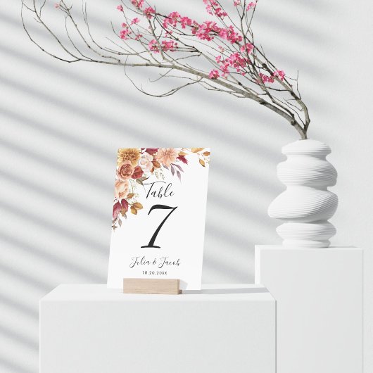 Elegant Autumn Waterverf Floral Wedding Kaart