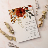 Elegant Autumn Waterverf Floral Wedding Kaart