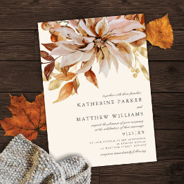 Elegant Autumn Waterverf Floral Wedding Kaart