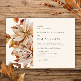 Elegant Autumn Waterverf Floral Wedding Kaart